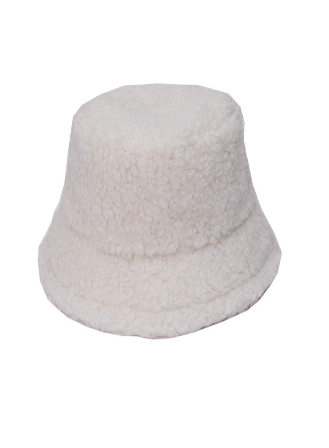 xperry Women Girls Winter Bucket Hat Curly Faux Fur Lambskin Fisherman Cap Warm Hat White
